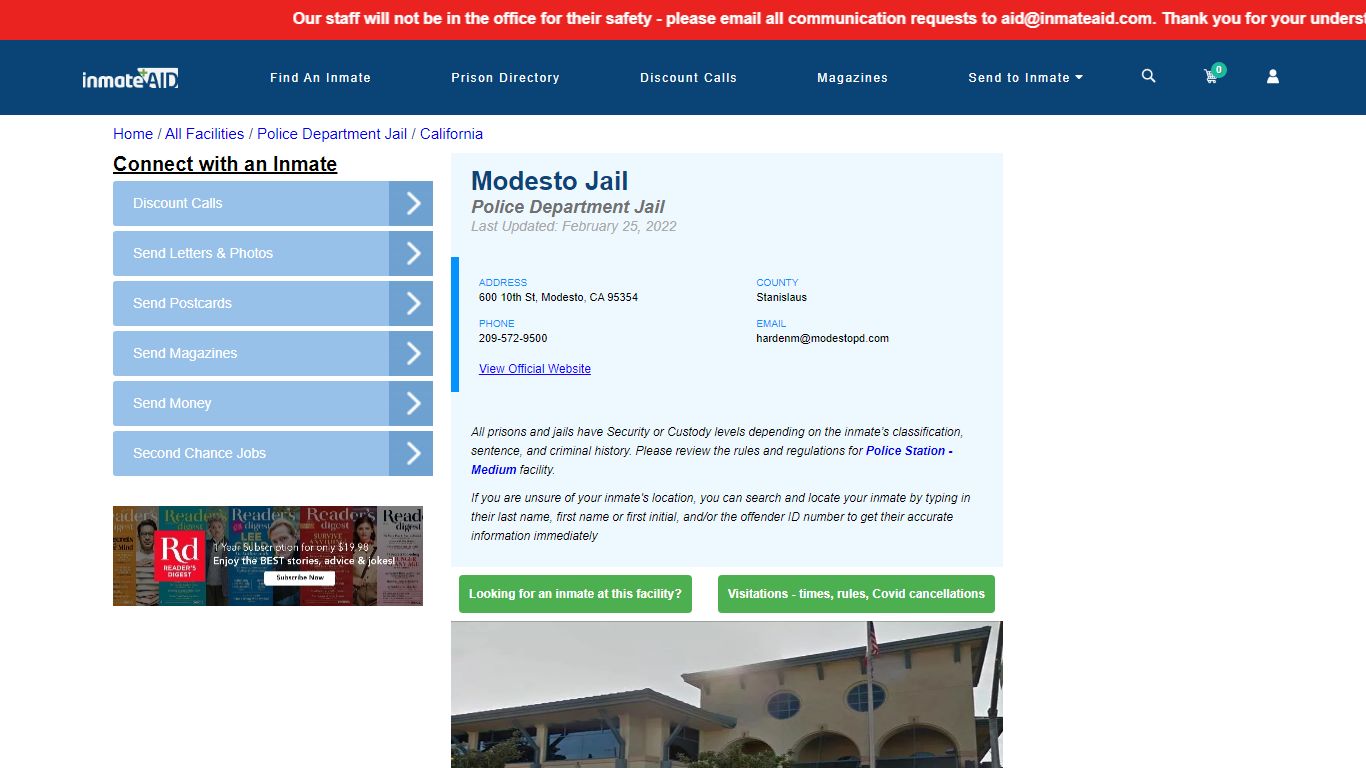 Modesto Jail & Inmate Search - Modesto, CA